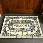 Door Mat Welcome Mat, Heavy Duty Door Mat 17.7 x 29.5 Inch Front Door Mat Rug Doormat for Outdoor Entrance Home Non-Slip Rubber Rug for Front Door, Outside, Entryway, Patio (Yellow Welcome)