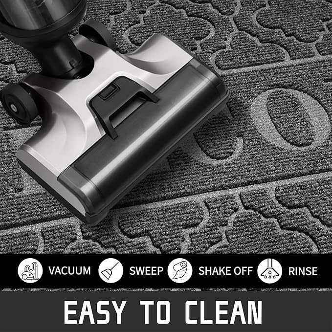 Yimobra Welcome Mat Outdoor Indoor, All-Season Waterproof Front Door Mat Outside Entrance, All-Weather Heavy Duty Non-Slip Doormat, Low Profile Porch Patio Entrance Mats, 47x32, Dark Grey