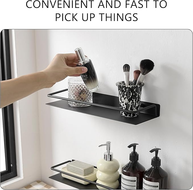 JOOM Wall Shelf,Metal Floating Shelf,12" Black Floating Shelf, Small Shelf for Wall(Black, 12 in)