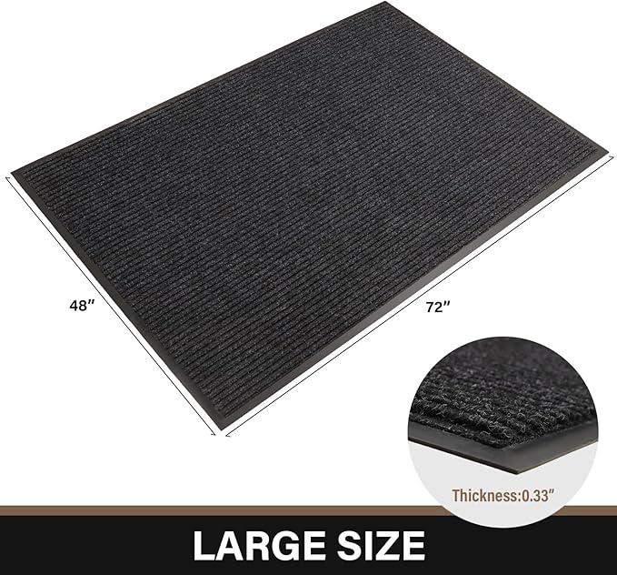Large Front Door Mat, 72" x 48" Durable Front Doormat, Heavy Duty Large Welcome Door Matt for Home Entrance, No Slip Rubber Low Profile Door Mats for High Traffic Area