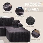 Hobestluk Modular Sectional Sofa Couches 108" L-Shape Couch 3 Seat Modular Sofa Memory Foam Sectional Couches for Living Room, Boneless Couch with Oversized Chaise (Grey, Right Facing)