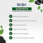 Sri Sri Tattva Sudanta Charcoal Toothpaste Gel – SLS, Fluoride Free Herbal Toothpaste with Neem & Ayurvedic Herbs – Natural Teeth Whitening, Fresh Breath, Oral & Gum Health – 100g Tube (Pack of 1)