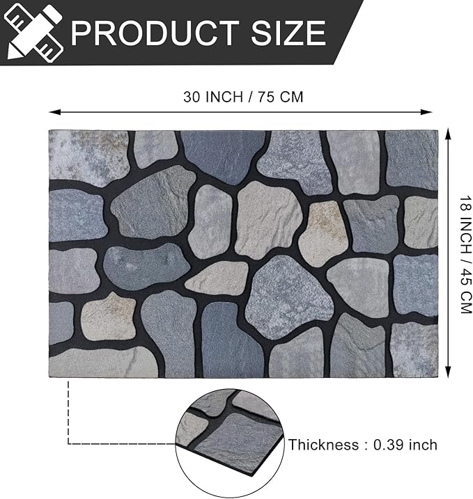 CHICHIC Welcome Door Mat 18X 30 Inch Front Doormat Outdoors for Home Entrance Outdoors Mat for Outside Entry Way Doormat Entry Rugs, Heavy Duty Non Slip Rubber Back Low Profile, Stone