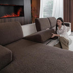 Couch Cushion Covers for Sectional Sofa, Stretch Soft Sofa Slipcovers Washable Wear-Resistant Universal Furniture Protector for Living Room(1 Piece Chaise Cover, Brown)