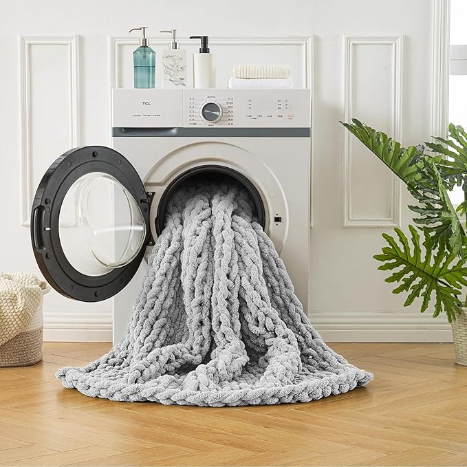 Ultra Soft Chunky Knit Blanket Throw -50x70 Hand Knitted Warm Chenille Throw Blanket, Home Decor Soft Thick Yarn Cable Knit Blanket Breathable Fleece Banket Christmas for Couch Bed Sofa Best GIF