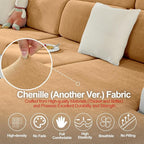 Couch Cushion Covers Individual Large Super Stretch Chenille (Softer Version) Sofa Cushion Covers, Couch Seat Covers Couch Slipcovers Furniture Protector (3PC, Khaki)