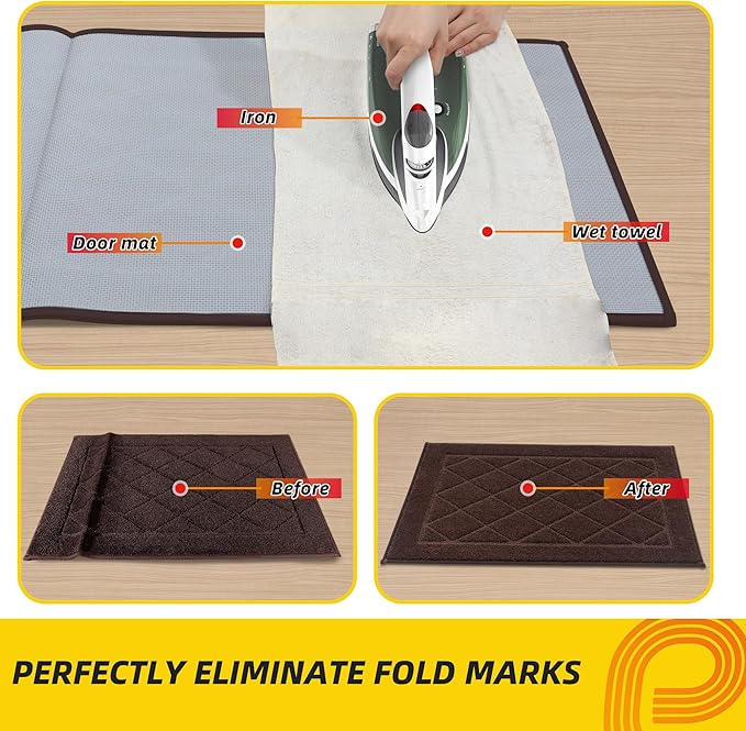 JSEI Dirt Trapper Door Mat 20"x32", Non-Slip Washable Entryway Mats, Dog Door Mat, Stain Resistant and Absorbent Floor Mats, Low Profile Welcome Mat for Front Back Door, Brown