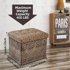 ALASDO Ottoman Storage Ottoman Footrest Stool Small Ottoman with Storage Foldable Ottoman Foot Rest Footstool Bench for Living Room 17x13x13inches Leopard Print