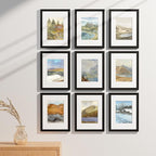 Vittanly 9x12 Picture Frames Set of 9, Shatter Resistant Plexiglass, Display 6x8 Pictures with Mat or 9x12 without Mat, Photo Frames for Wall or Tabletop, Engineered Wood, Black