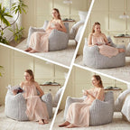 Giant Bean Bag Chairs for Adults Teens, Large Bean Bag Sofa Chairs with Filling Comfy Fuzzy BeanBag Chair with Armrests for Bedroom Living Room Reading