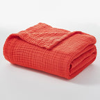 EMME Cotton Throw Blanket - 100% Muslin Soft, Breathable Gauze - All Season, Lightweight - Pre-Washed - Orange Rust, 50"x70"