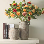 Large Flower Vase Home Decor - 12 inch Tall Ceramic Farmhouse White Rustic Table Vases with Handle Living Room Decoration Decorative Modern for Fireplace Kitchen