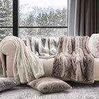 Ultra Soft Luxury Fluffy Mink Faux Fur Throw Blanket, Thick Warm Fall Winter Blankets for Bed, Couch, Cozy Plush Reversible Blanket for Chair, Sofa (Ombré Silver Onyx, 60"x80")