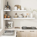 White Floating Shelves for Wall, 24 Inch X 12 Deep Shelves for Room Wall Mounted，2" Thick Heavy Duty Holds 55lbs Floating Shelf for Bedroom Bathroom Kitchen Laundry Room, Set of 2