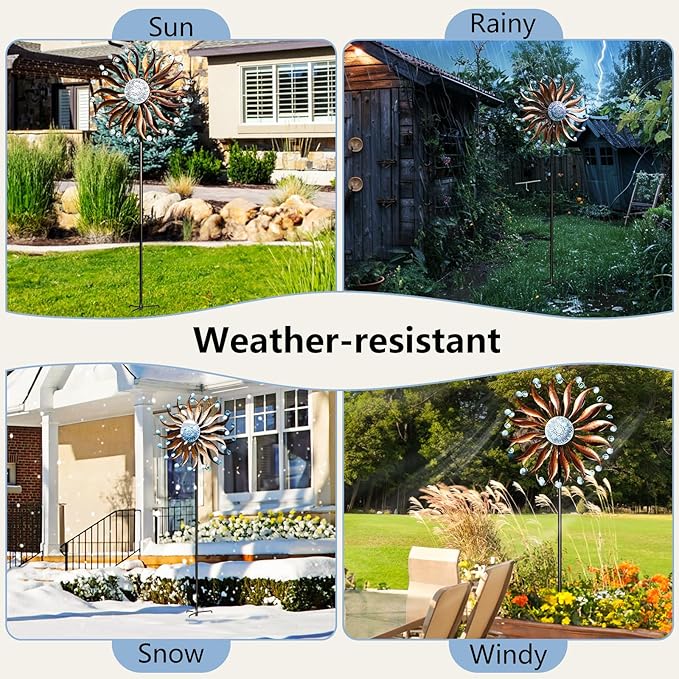 Wind Spinners Outdoor Metal Large with Stake- 84'' Wind Spinners for Yard and Garden - Windmill for Yard - Ideal Gift Metal Yard Art for Family, Friends, Garden Lovers (Willow Leaf)