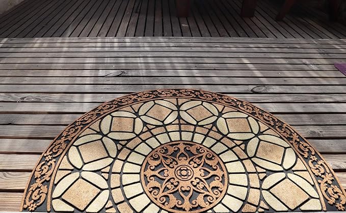 CHICHIC Entrance Door Mat Large 24 x 36 Inch Entry Way Doormat Front Door Rugs Outdoors Heavy Duty Welcome Mat Non Slip Rubber Back Low Profile for Garage, Patio, High Traffic Area, Semicircle