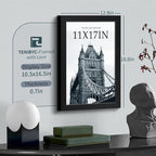 11x17 Picture Frame 3 Pack - Black Woodgrain, Solid Wood & HD Tempered Glass, Wall Gallery Poster Frame