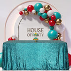 SquarePie Sequin Tablecloth 50 x 72 Inch Teal Sparkly Table Linen for Wedding Party