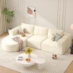 Modular Sectional Sofa with L-Shape Chaise,Cloud Sectional Modern Sleeper Couch with Deep Seat,Sponge Compression Sofas No Assembly Required (Beige-Corduroy Fabric) 1 PCS