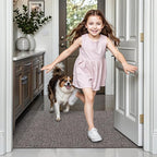 LUMI Ultra Thin Door Mat for Entryway, Low Profile Non Slip Rubber Backing Indoor Doormat, Easy Clean Welcome Entrance Mat for Inside House, Patio,Brown 20"x32"