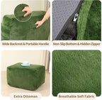 Comfy Gaint Bean Bag Chair with Ottoman, Huge Bean Bag Armchair for Adults and Teens, Green