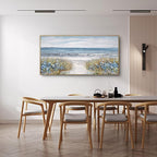 XLSJERST Framed Wall Art for Living Room Decor - Farmhouse Boho Beach Coastal Vintage Floral Ocean Wall Picture Flowers Sea Canvas Print Seascape Artwork for Home Living Room Bedroom Office 24x48