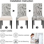 JQinHome Pattern Chair Covers for Dining Room Set of 6, High Stretch Removable Washable Parsons Chair Slipcover for Home Party Hotel Wedding Ceremony (6PCS, Lotus Gray)