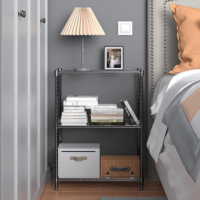 450 lbs Steel Storage Shelving 3-Tier Utility Shelving Unit Steel Organizer Wire Rack for Home,Kitchen,Office (11.8" D x 17.7" W x 26.3" H)