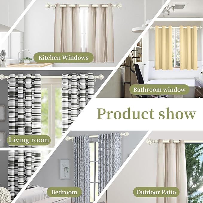 White Farmhouse Curtain Rods for Windows:Heavy Duty Adjustable Curtain Rod for Bedroom Living Room,Boho Decorative Rustic Drapery Pole with Vintage Coastal Finials,Antique White 2 Pack 36-88"