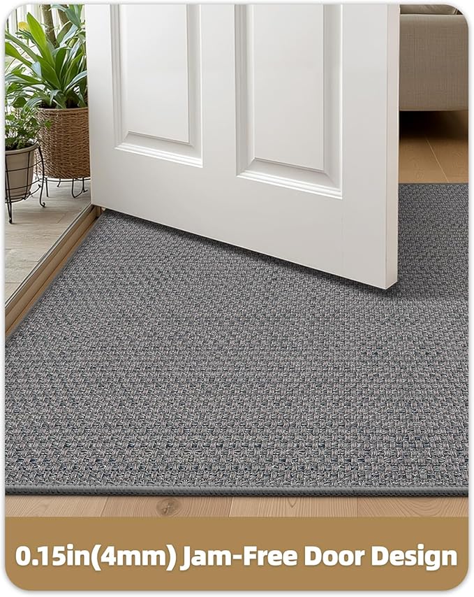 Color&Geometry Front Door Mat Indoor 21"x31", Rugs for Entryway, Non Slip Washable Low-Profile Inside, Entry Mat Entry Rug Door Mat Indoor Entrance, Light Grey (Fold)