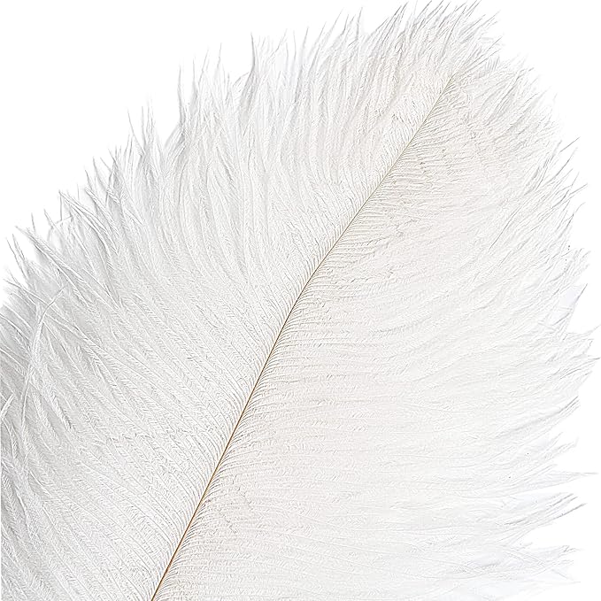 THARAHT 12pcs White Ostrich Feathers Natural Bulk 14-16Inch 35cm-40cm for Wedding Party Centerpieces Easter Gatsby and Home Decorate Ostrich Feathers