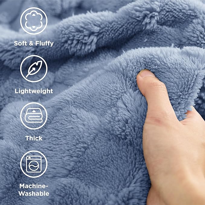 Bedsure GentleSoft California King Blanket for Bed - Super Soft Cozy Blankets for Women Men Girls, Large Fuzzy Fleece Throw for Bedroom Decor, Ashley Blue, 102x96 Inches