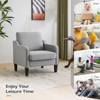 VINGLI Accent Chairs Set of 2 Gray Living Room Chairs Reading Chair for Bedroom Scooped Arm Chair Mid Century Modern Accent Chair Upholstered Comfy Chair for Apartment, Waiting Room