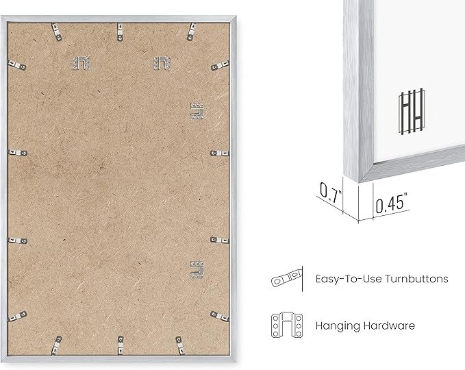 HAUS AND HUES 24x36 White Metal Picture Frames - Features Premium Aluminum, Vertical & Horizontal Hang, Shatterproof Plexiglass - Perfect for Home, Room, Office (24x36 in, White, Set of 6)