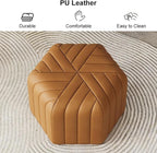 homary 18.5" Hexagonal Pouf Ottoman Upholstered, Velvet Footrest Rest Stools Modern Sofa Footrest Entryway Shoe Changing Stool, Low Coffee Table Footstool for Living Room/Bedroom/Entrway-Brown