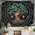 Lunerfex Tree of Life Tapastry Butterfly Moon Tapastry Flower Green Tree Tapestries Mandala Wall Hanging for Bedroom and Living Room Decor 44×60 Inches