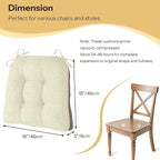 Non Slip Chair Cushions for Dining Chairs Set of 4 Kitchen Chair Cushions 18"x18"x3" Turfted Chair Pads Comfortable and Soft Seat Cushion with Ties, Beige