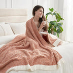 Snuggle Sac Orange Fall Throw Blanket for Couch, Oversized Throw XL Super Soft Warm Blankets Cozy Knit Fuzzy Throws for Sofa, Bed, Living Room, Heather Orange, 50x70 inches