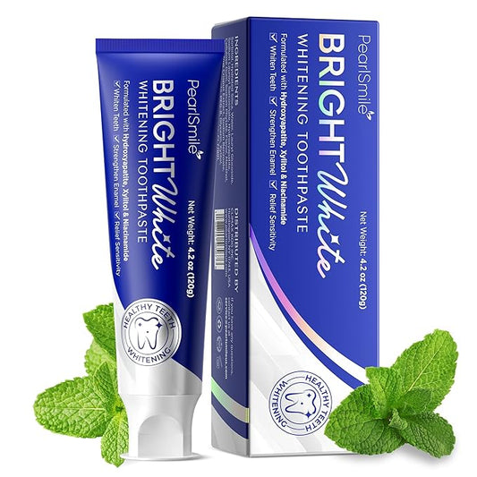 PearlSmile Hydroxyapatite Niacinamide Whitening Toothpaste – 5% Niacinamide + 10% Nano-Hydroxyapatite (nHAp) – Strengthens Enamel & Remineralizes – Fluoride-Free, 4.2oz (Pack of 1)