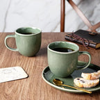 AmorArc 12oz Coffee Mugs, Ceramic Coffee Mugs set of 6 for Man, Woman, Dad, Mom, Modern Coffee Mugs with handle for Latte/Cappuccino/Milk/Cocoa. Dishwasher&Microwave Safe, Jade Green
