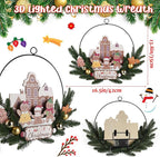 Light up Christmas Wreaths for Front Door, Welcome Metal Wooden Door Wreath Decor Hanging Sign, 30 LED Lighted Wall Decor Battery Operated for Halloween Indoor Outdoor (Gingerbread Man)
