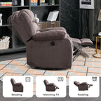 EBELLO Classic Power Recliner Chair, Oversized Electric Reclining Chair with Overstuffed Cushion and Back, Soft Fabric Adults Single Recliner Sofa for Living Room, Brown
