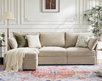 102.6" Modular Sectional Sofa, L Shaped Couch Set for Living Room, 3-Seater Comfy Cloud Couches with Movable Storage Ottoman,DIY Combination - Chenille Beige