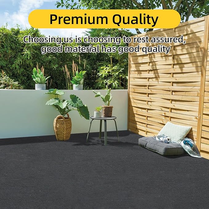 Marine Carpet - 6 FT x 10 FT Black Indoor Outdoor Rug (0.2" Thick) with Water-Proof TPE Backing, Non-Slip Outdoor Marine Carpet Roll for Home, Patio, Porch, Deck