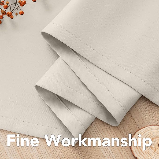 H.VERSAILTEX Room Darkening Curtains for Living Room Light Reducing Thermal Insulated Window Treatment Panels/Drapes Grommet Top 2 Panels (Ivory - 52 x 63 Inches)