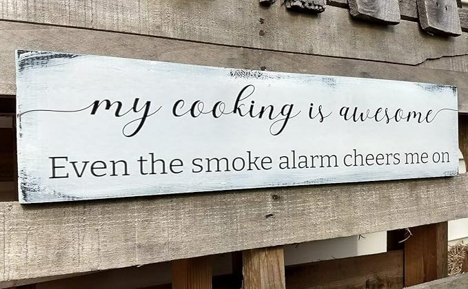 Funny Kitchen Sign, My Cooking is So Awesome, Farmhouse Kitchen Wall Decor,Rustic Quote Wooden Plaque Hanging for Housewarming (Cooking) 6x16 Inch