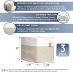 NaturalCozy 13x15x13 Kallax Storage Cubes Bins, 3 Pack | Cotton Rope Cube Storage Bin Woven Baskets for Organizing | Kallax Insert Storage Baskets for Shelves Organizer, Kids Toy, Closet Baby Nursery