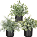 3 Pack Small Fake Plants for Shelf Decor Accents with Plastic Black Pot Artificial Potted Plants for Rustic Farmhouse Decor Faux Plants Indoor Fake Potted Plants Artificial for Home Office Decor