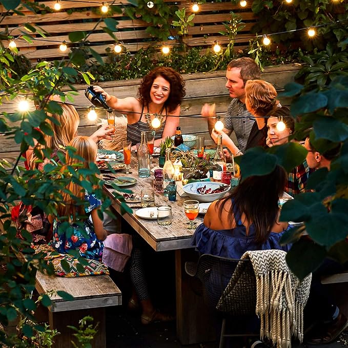 200FT LED Outdoor String Lights with 100+4 Bulbs, Shatterproof Waterproof Patio String Lights for Outside, Connectable 2200K Dimmable Commercial Hanging Light for Christmas Backyard Cafe Garden Bistro