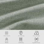 Macochico Extra Wide Full Blackout Linen Curtains for Sliding Door Fog Green Pinch Pleated Linen Curtains 96 Inches Long for Bedroom Living Room Farmhouse with Tieback 120”Wx96”L 1 Panel